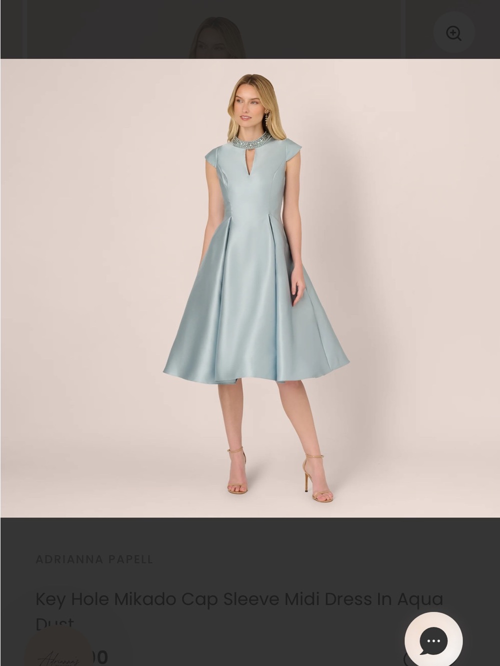 Adrianna Papell Aqua Dust Keyhole Mikado Midi Dress